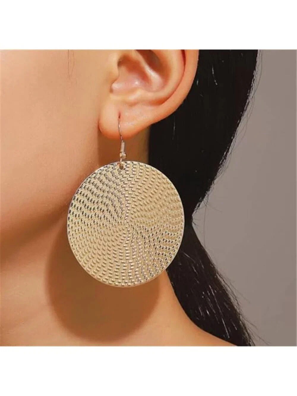 Gold Statement Disc Drop Earrings